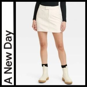 NWT A New Day Cream Faux Leather Mini Skirt
